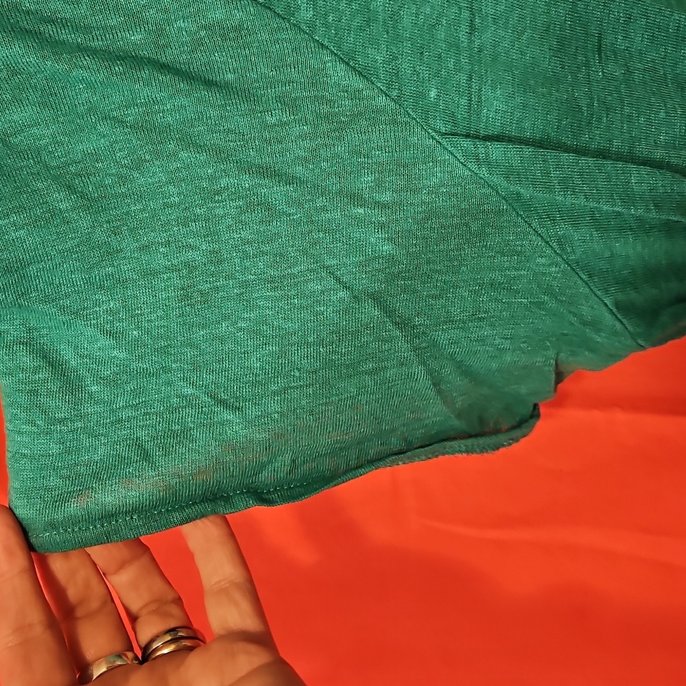 Tahari 2X Kelly Green Linen V-Neck Short Sleeve Top NWOT - Picture 5 of 6